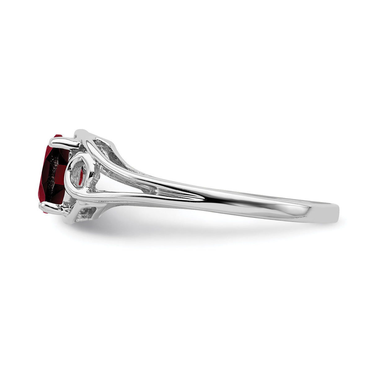 14k White Gold 6x4mm Oval Garnet ring-Y2206GA