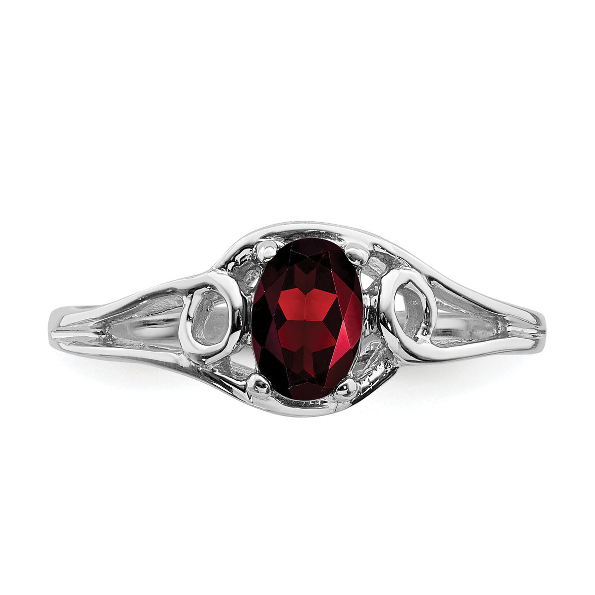 14k White Gold 6x4mm Oval Garnet ring-Y2206GA