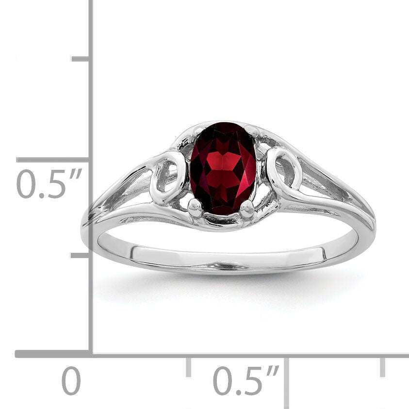 14k White Gold 6x4mm Oval Garnet ring-Y2206GA