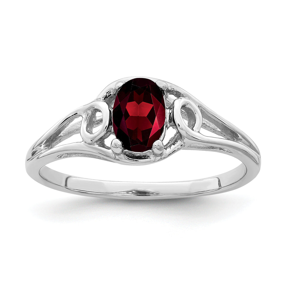 14k White Gold 6x4mm Oval Garnet ring-Y2206GA
