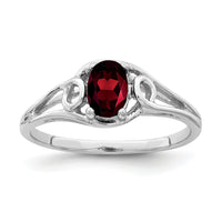 14k White Gold 6x4mm Oval Garnet ring-Y2206GA