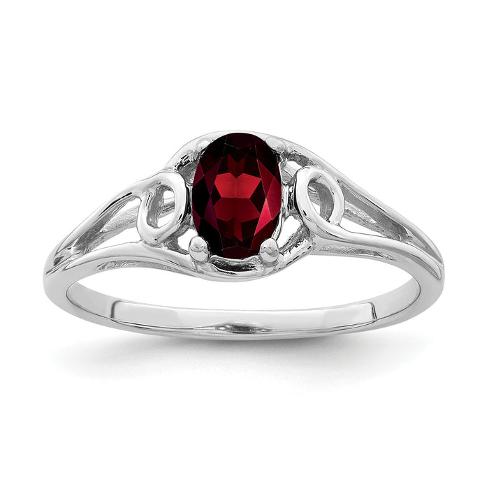 14k White Gold 6x4mm Oval Garnet ring-Y2206GA