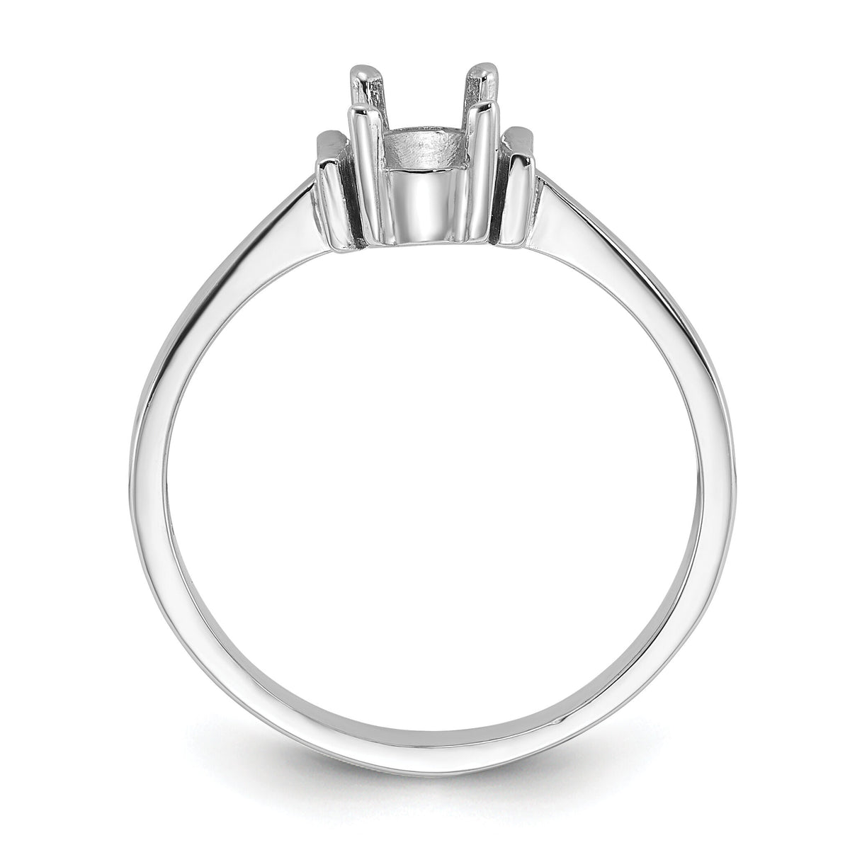 14k White Gold Polished 7x5 Oval Gemstone Ring Mounting-Y2220