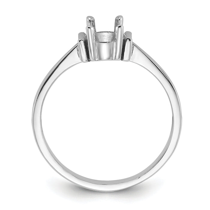 14k White Gold Polished 7x5 Oval Gemstone Ring Mounting-Y2220