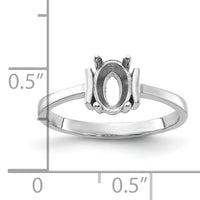 14k White Gold Polished 7x5 Oval Gemstone Ring Mounting-Y2220