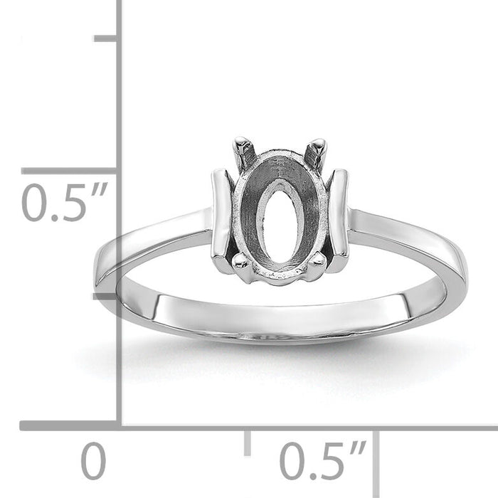 14k White Gold Polished 7x5 Oval Gemstone Ring Mounting-Y2220