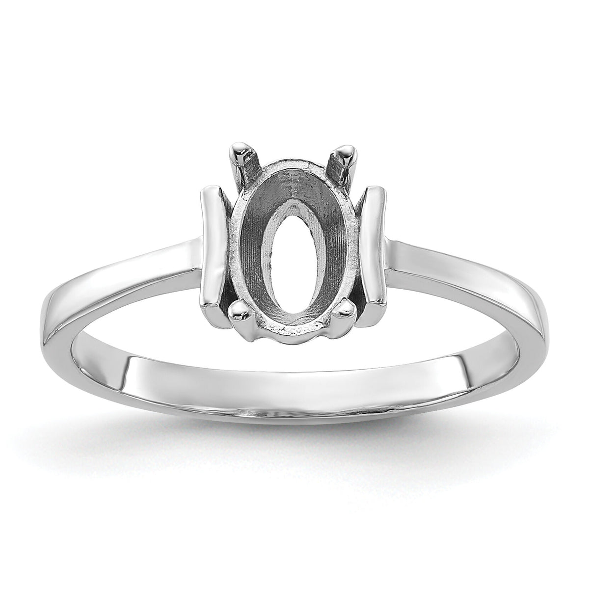 14k White Gold Polished 7x5 Oval Gemstone Ring Mounting-Y2220