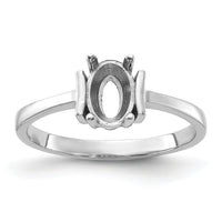 14k White Gold Polished 7x5 Oval Gemstone Ring Mounting-Y2220