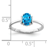 14k White Gold 7x5mm Oval Blue Topaz ring-Y2220BT