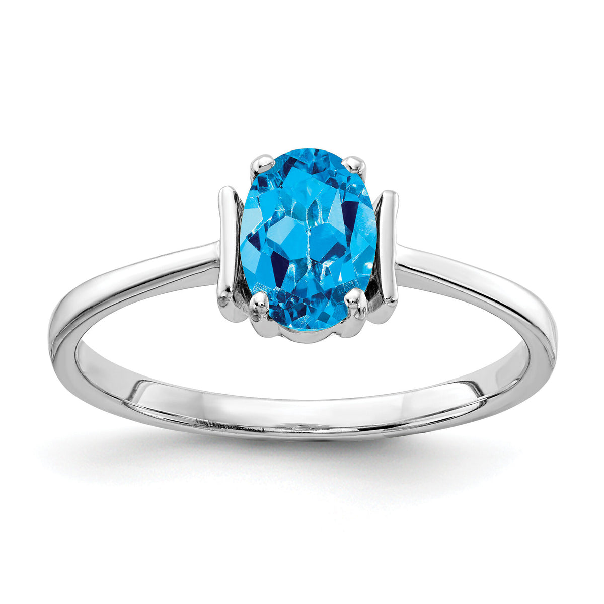 14k White Gold 7x5mm Oval Blue Topaz ring-Y2220BT