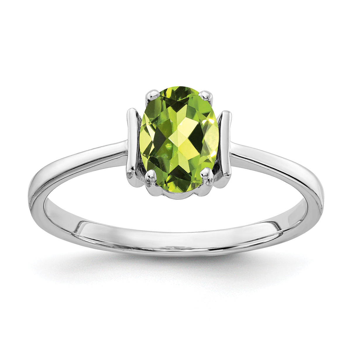 14k White Gold 7x5mm Oval Peridot ring-Y2220PE