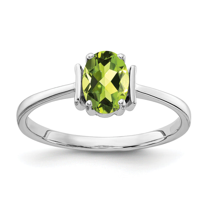 14k White Gold 7x5mm Oval Peridot ring-Y2220PE