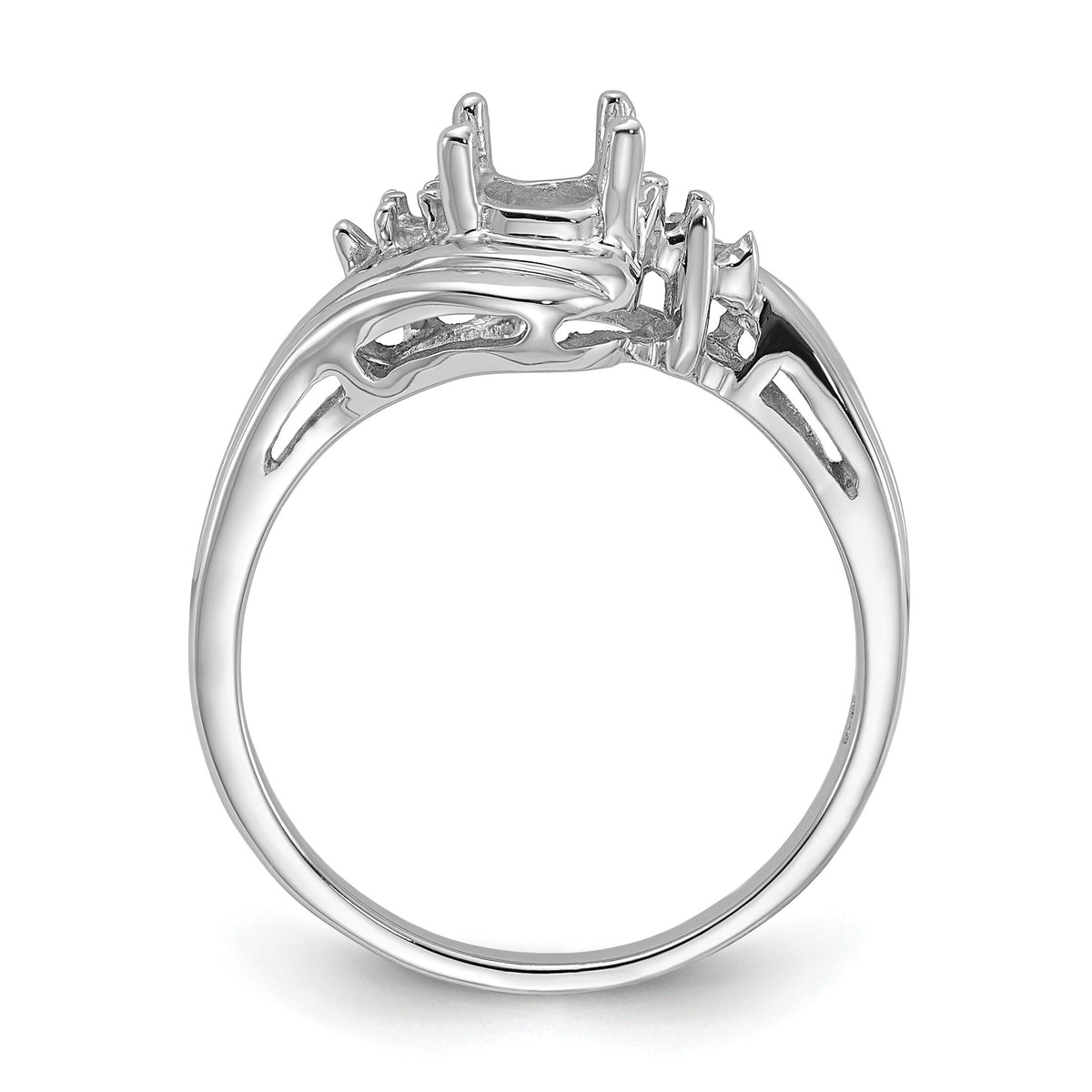 14k White Gold Diamond / 7x5mm Oval Gemstone Ring Mounting-Y2222