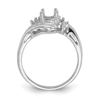 14k White Gold Diamond / 7x5mm Oval Gemstone Ring Mounting-Y2222