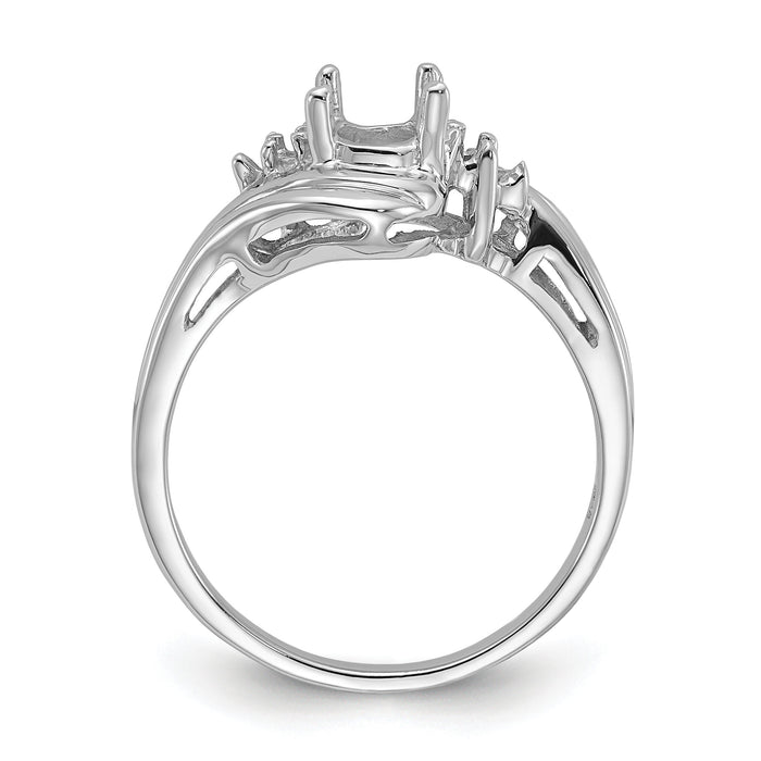 14k White Gold Diamond / 7x5mm Oval Gemstone Ring Mounting-Y2222