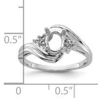 14k White Gold Diamond / 7x5mm Oval Gemstone Ring Mounting-Y2222