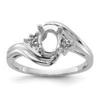 14k White Gold Diamond / 7x5mm Oval Gemstone Ring Mounting-Y2222