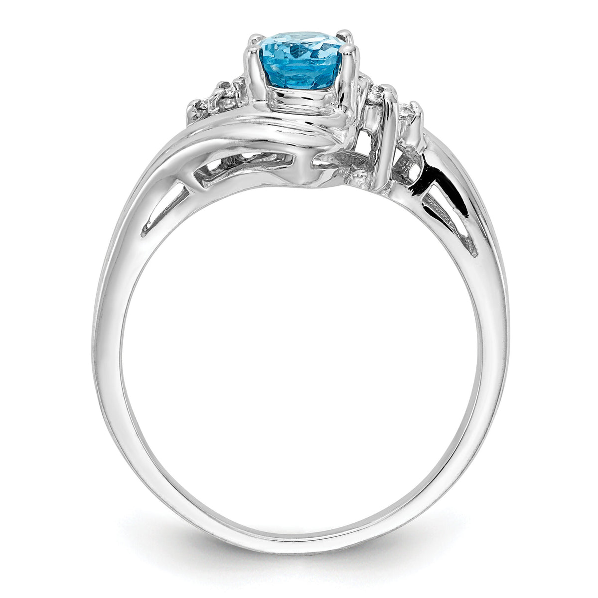 14k White Gold 7x5mm Oval Blue Topaz AA Diamond ring-Y2222BT/AA