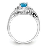 14k White Gold 7x5mm Oval Blue Topaz AA Diamond ring-Y2222BT/AA