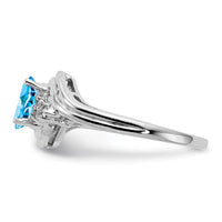 14k White Gold 7x5mm Oval Blue Topaz AA Diamond ring-Y2222BT/AA