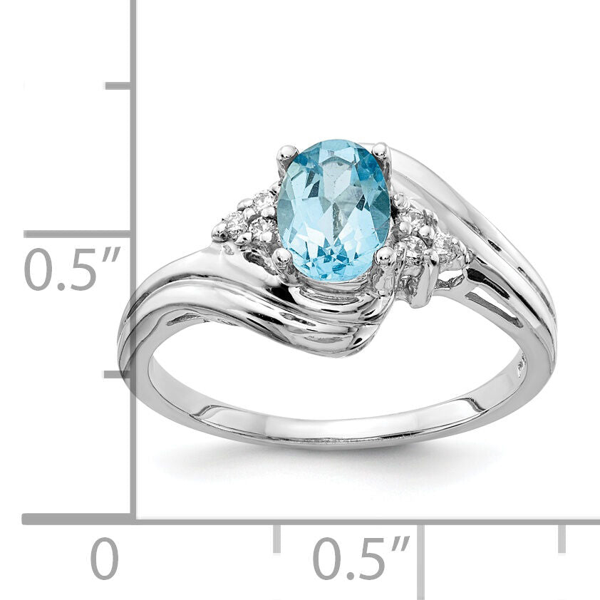 14k White Gold 7x5mm Oval Blue Topaz AA Diamond ring-Y2222BT/AA