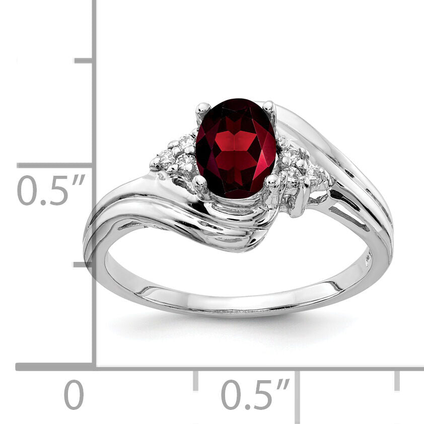 14k White Gold 7x5mm Oval Garnet AA Diamond ring-Y2222GA/AA