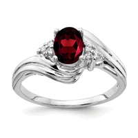 14k White Gold 7x5mm Oval Garnet AA Diamond ring-Y2222GA/AA