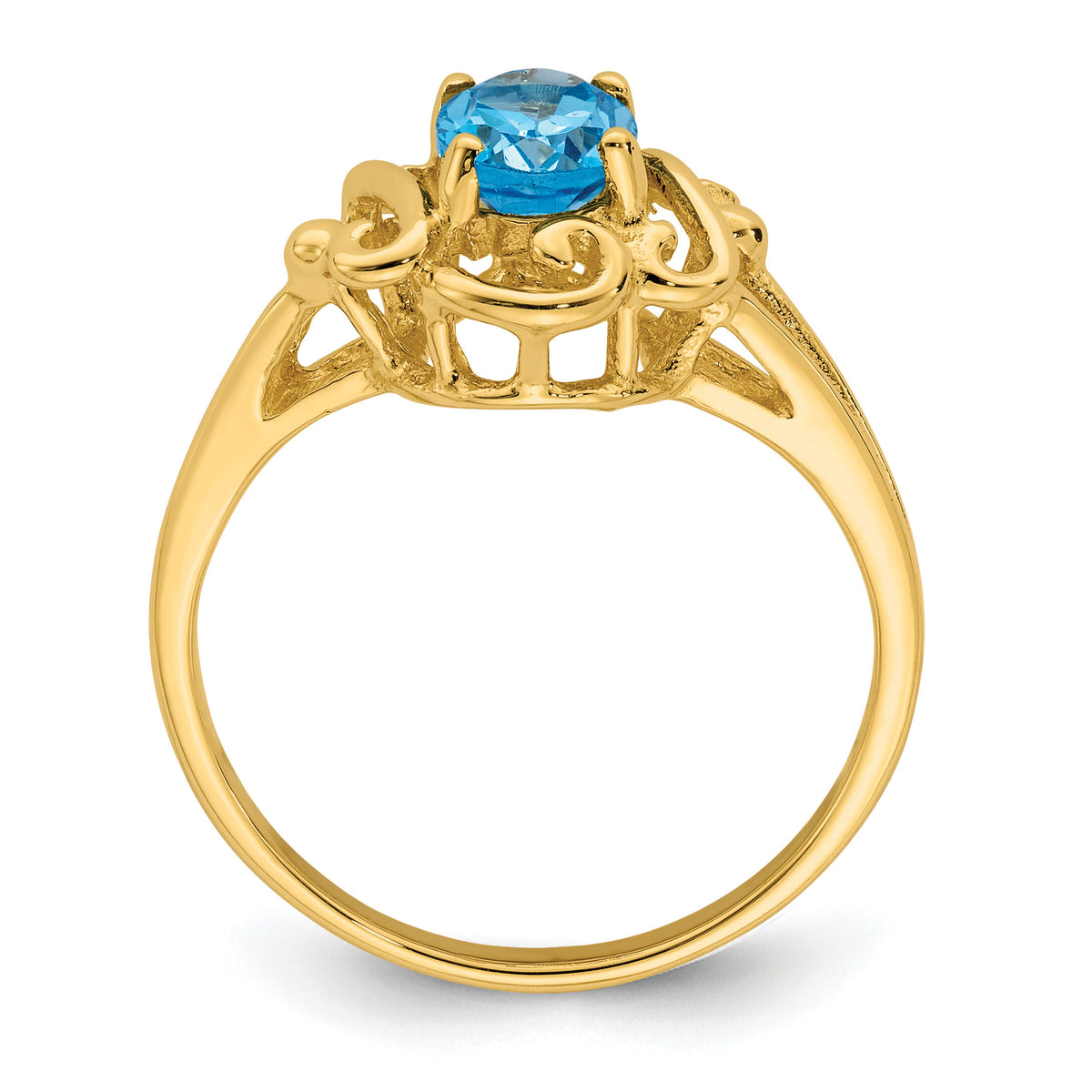 14k 7x5mm Oval Blue Topaz ring-Y2227BT