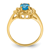 14k 7x5mm Oval Blue Topaz ring-Y2227BT