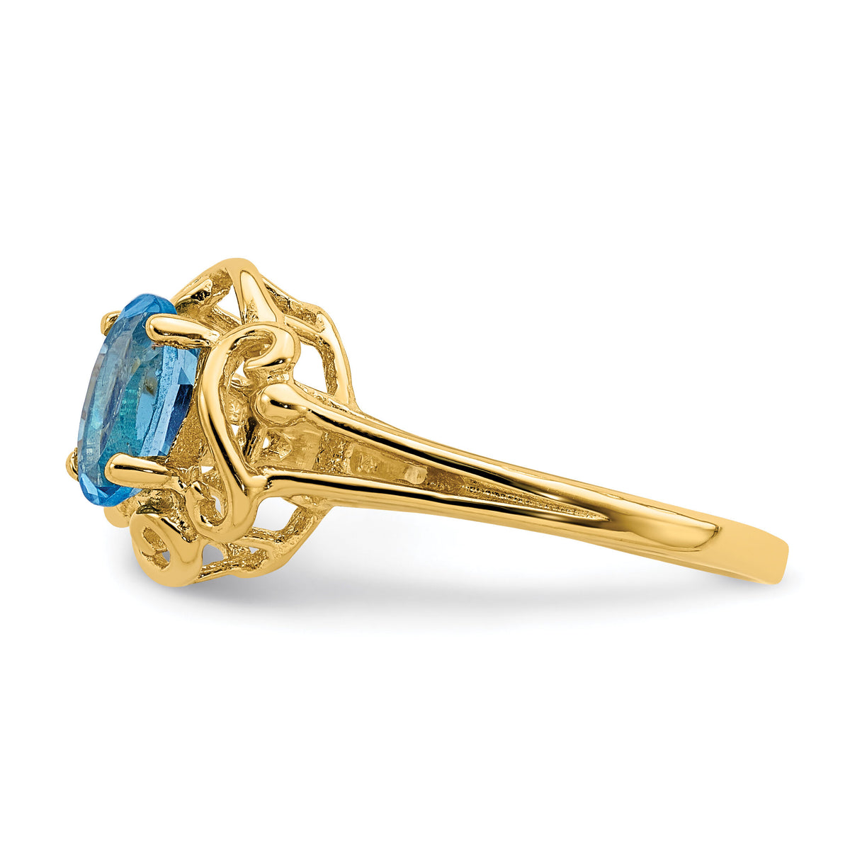 14k 7x5mm Oval Blue Topaz ring-Y2227BT