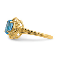 14k 7x5mm Oval Blue Topaz ring-Y2227BT