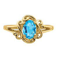 14k 7x5mm Oval Blue Topaz ring-Y2227BT