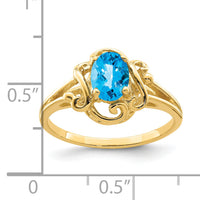 14k 7x5mm Oval Blue Topaz ring-Y2227BT