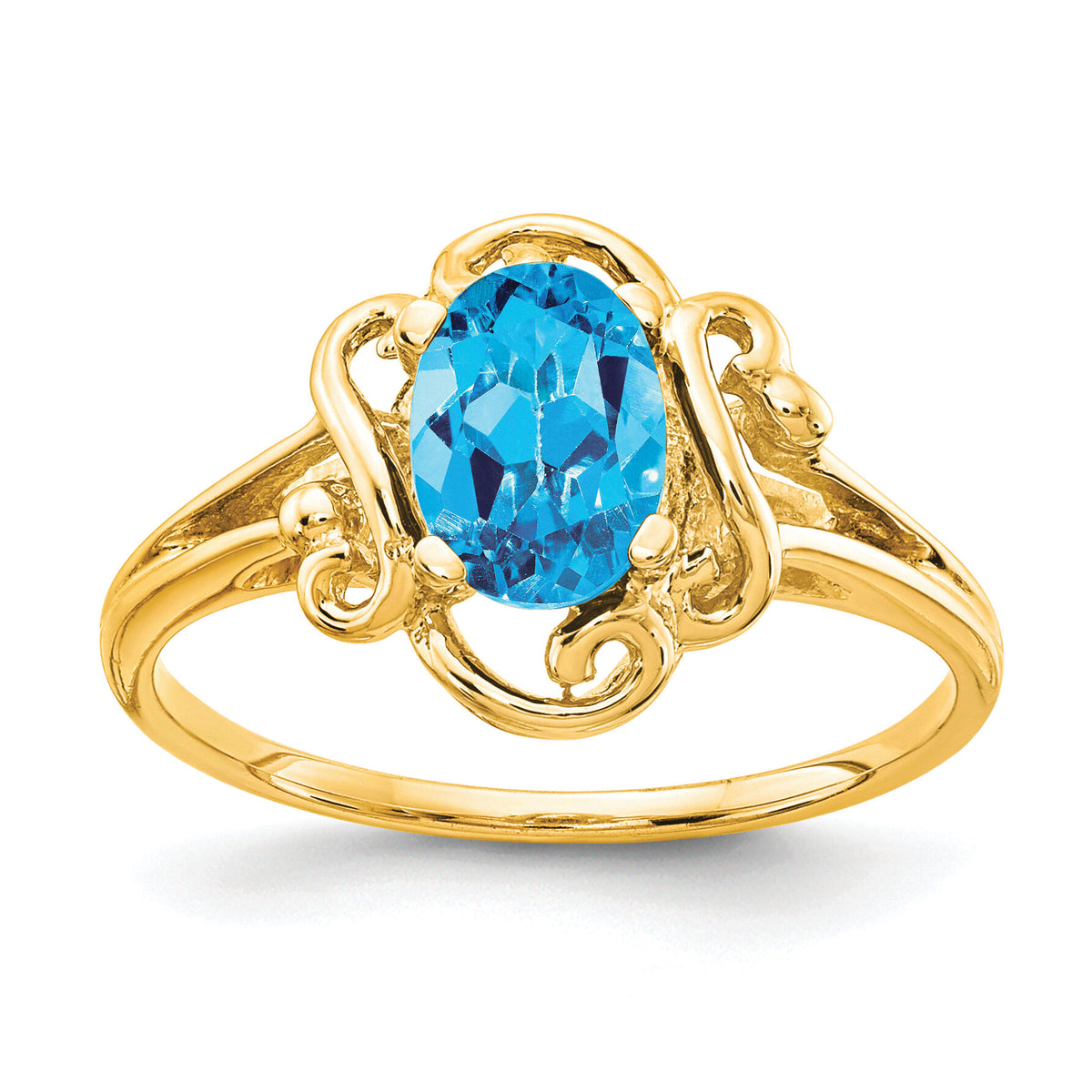 14k 7x5mm Oval Blue Topaz ring-Y2227BT