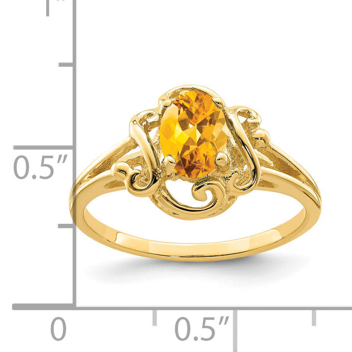 14k 7x5mm Oval Citrine ring-Y2227CI