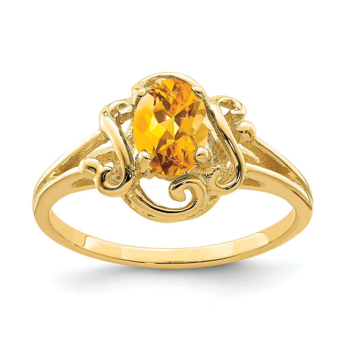 14k 7x5mm Oval Citrine ring-Y2227CI