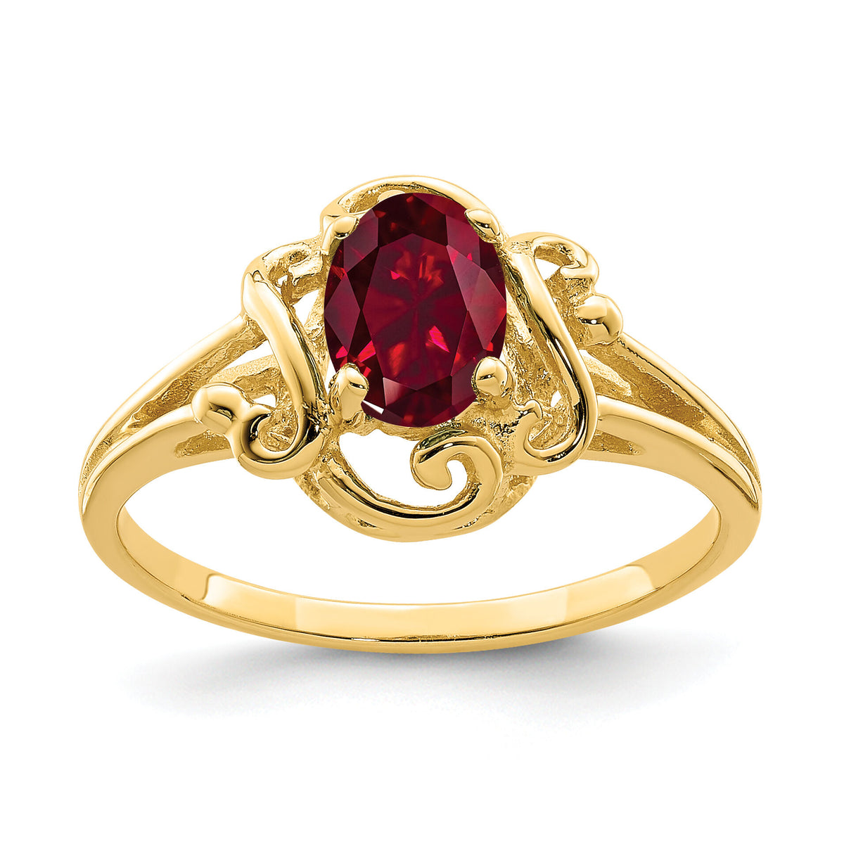 14k 7x5mm Oval Created Ruby ring-Y2227CR