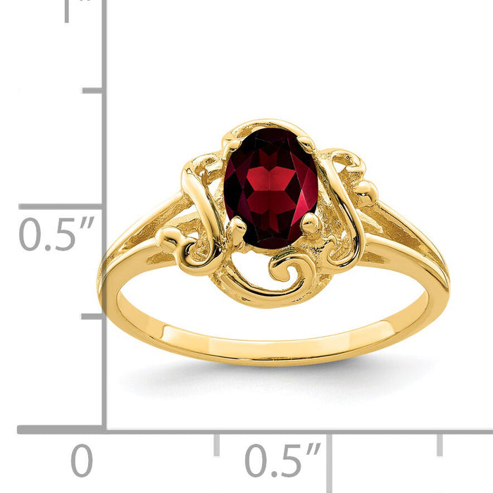 14k 7x5mm Oval Garnet ring-Y2227GA