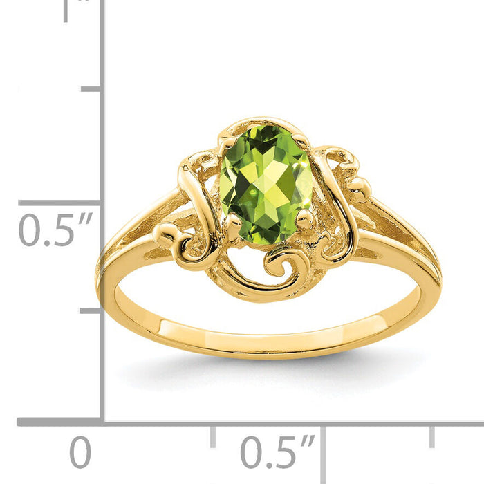 14k 7x5mm Oval Peridot ring-Y2227PE
