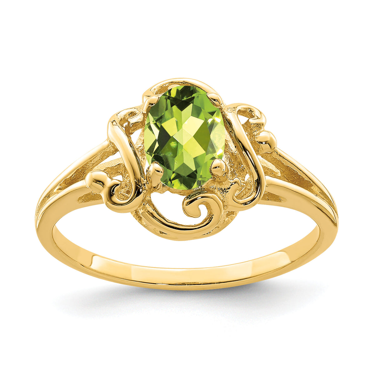 14k 7x5mm Oval Peridot ring-Y2227PE