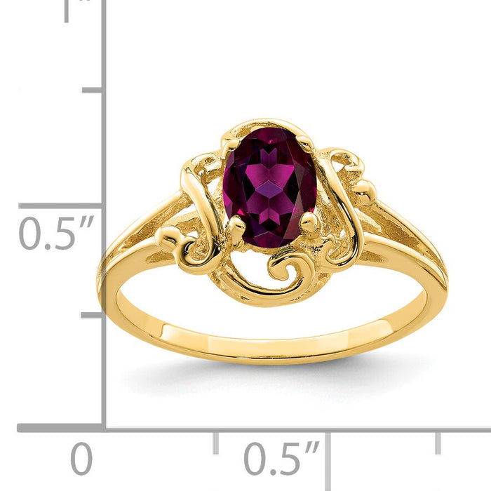 14k 7x5mm Oval Rhodolite Garnet ring-Y2227RG