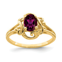 14k 7x5mm Oval Rhodolite Garnet ring-Y2227RG