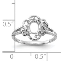 14k White Gold Polished 7x5 Oval Gemstone Ring Mounting-Y2228