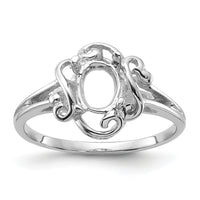 14k White Gold Polished 7x5 Oval Gemstone Ring Mounting-Y2228
