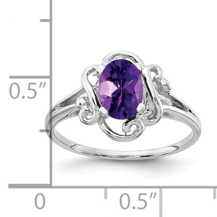 14k White Gold 7x5mm Oval Amethyst ring-Y2228AM