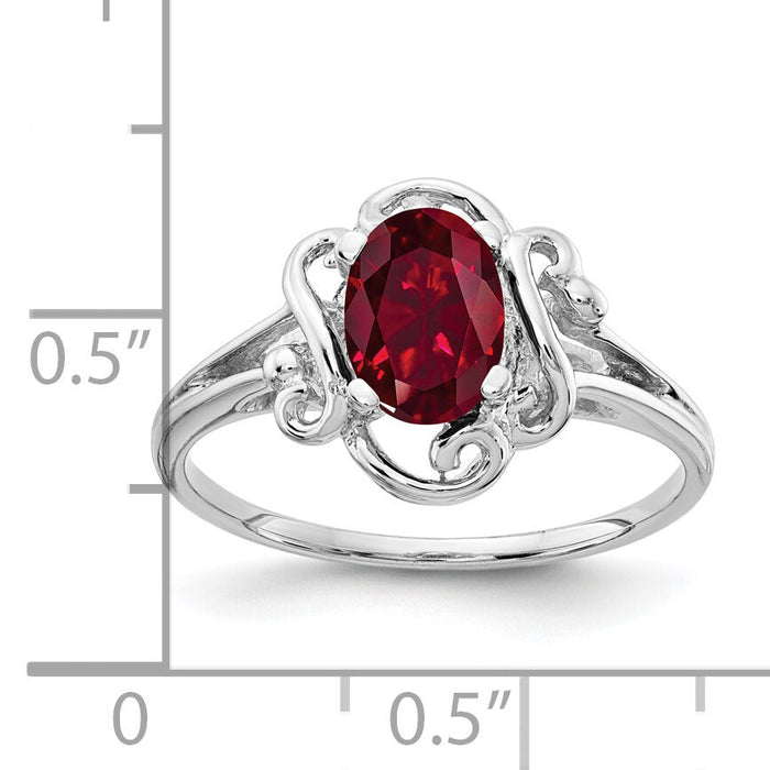 14k White Gold 7x5mm Oval Created Ruby ring-Y2228CR