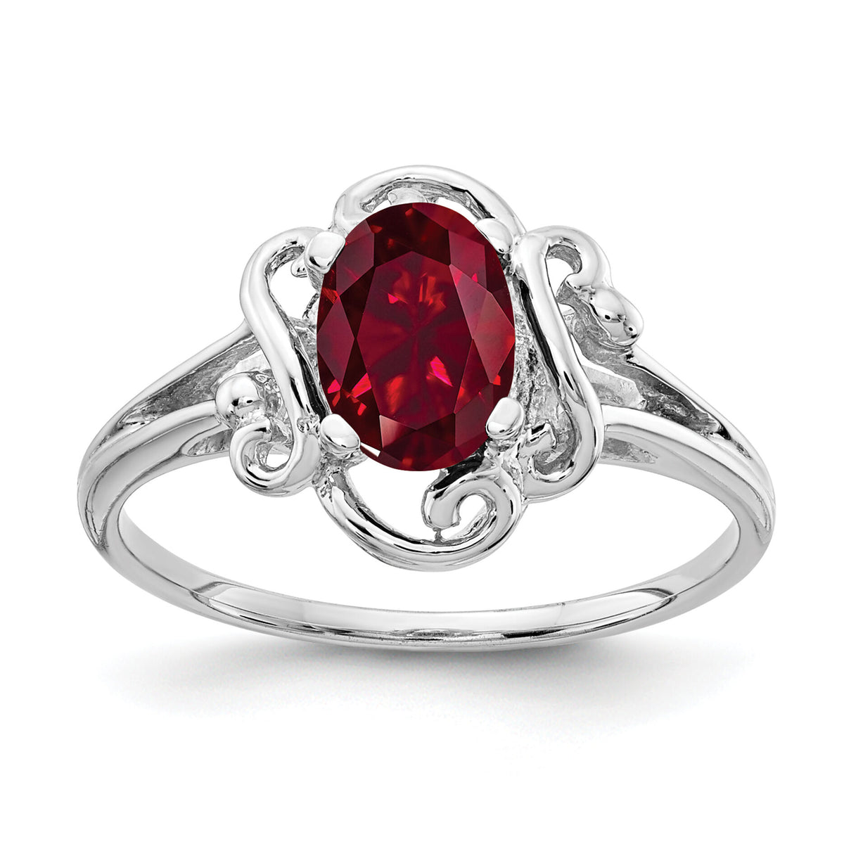 14k White Gold 7x5mm Oval Created Ruby ring-Y2228CR