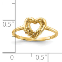 14k Polished .03ct. Diamond & 6mm Heart Gemstone Ring Mounting-Y2233