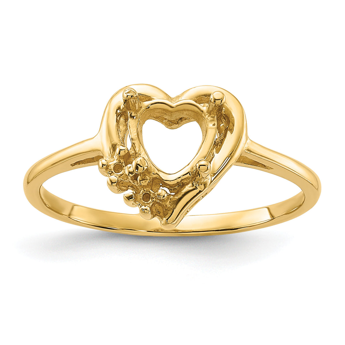 14k Polished .03ct. Diamond & 6mm Heart Gemstone Ring Mounting-Y2233