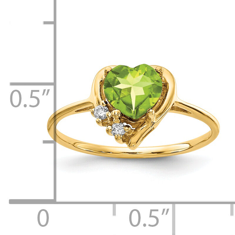 14k 6mm Heart Peridot AA Diamond ring-Y2233PE/AA